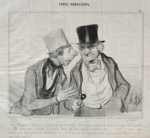 Tipos Parisiens, chapa 26: Sim, senhor, seu ar respeitável me incentiva ..., 29 de maio de 1840. de Honoré Daumier