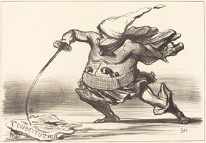 Um Matamore usando uma... bota... de Honoré Daumier