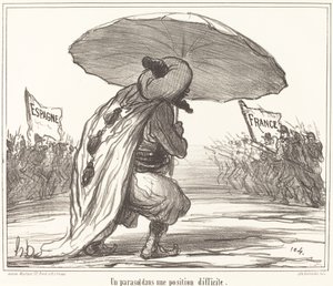 Un Parasol dans une position difficile de Honoré Daumier