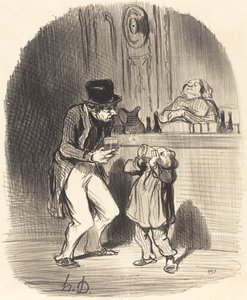 Um pai que faz seu filho chupar... de Honoré Daumier