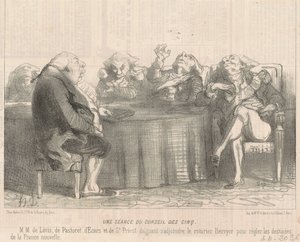 Uma reunião do conselho de cinco de Honoré Daumier