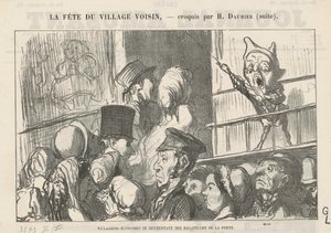 Aldeões frugais se contentando...; No campo, não há greves de cocheiros... de Honoré Daumier