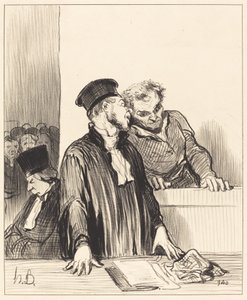 Aqui está o promotor público que lhe diz coisas... desagradáveis... de Honoré Daumier