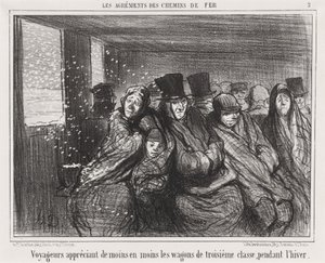 Os passageiros gostam cada vez menos de carruagens de terceira classe... de Honoré Daumier