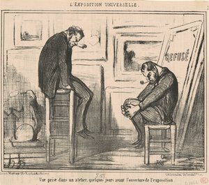 Vista tirada em uma oficina... de Honoré Daumier