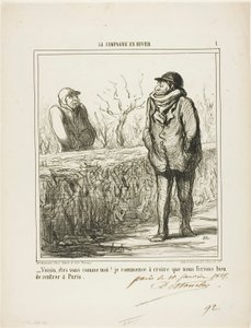 "- Olá, vizinho, és como eu Começo a pensar que faríamos bem em regressar a Paris", chapa 1 de La Campagne En Hiver