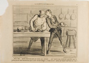 "- Ainda bem que não somos cientistas, senão o Monsieur também nos convidava a provar essa corcunda de camelo que mandou vir da Argélia... Preferia comer uma corcunda de vitela!", prato 8 de La Sopciété D