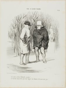 "- Está um frio de rachar, Sr. Galimard, está um frio de rachar!... - Permita-me que lhe diga que a 8 graus os rios e os narizes estão gelados...", chapa 39 de Tout Ce Qu
