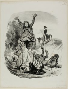 "- Oh meu Deus, mamã, mamã!........ Pelo amor de Deus..... minha filha, minha filha!!!", placa 26 de Pastorales de Honoré Victorin Daumier
