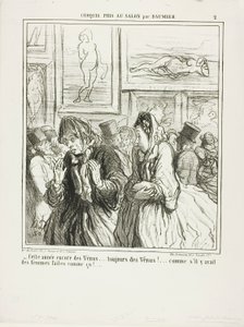 "- Ainda mais Vénus este ano... sempre Vénus!... como se houvesse mulheres assim!", chapa 2 de Croquis Pris Au Salon par Daumier de Honoré Victorin Daumier