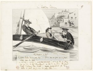 Manobra de um barco, placa nove de Les Canotiers Parisiens de Honoré Victorin Daumier