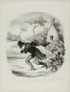 Um cavalheiro que queria estudar demasiado de perto os hábitos das abelhas, placa 6 de Pastorales de Honoré Victorin Daumier