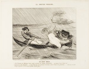 Uma tempestade ligeira (Un leger grain), prato 8 de Os barqueiros parisienses (Les canotiers Parisiens) de Honoré Victorin Daumier