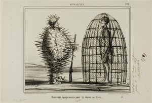 Um novo traje para a caça ao leão, chapa 395 de Actualités de Honoré Victorin Daumier