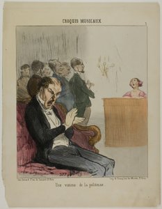 A Victim of His Own Politeness, prato 7 de Croquis Musicaux de Honoré Victorin Daumier
