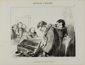 Um jovem para quem nada é sagrado, placa 8 de Professeurs Et Moutards de Honoré Victorin Daumier