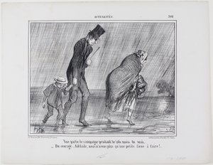 Um passeio no campo durante o belo mês de maio. "- Coragem... Adelaïde é apenas mais um campeonato a percorrer", placa 308 de Actualités de Honoré Victorin Daumier