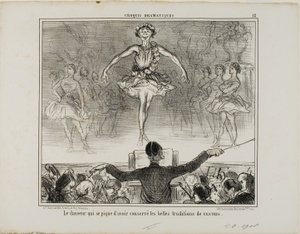 Um bailarino que pretende ter preservado a grande tradição do VESTRI, placa 12 de Croquis Dramatiques de Honoré Victorin Daumier