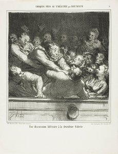 Um argumento literário sobre a segunda camada, prato 3 de Croquis Pris Au Théatre par Daumier de Honoré Victorin Daumier