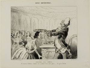 Academia das Mulheres. Um novo Richelieu, fundando uma nova Academia de um género diferente.... do género feminino, placa 33 da Revue Caricatureale de Honoré Victorin Daumier