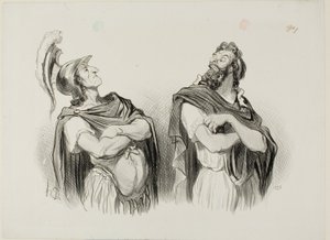 Aquiles e Agamémnon. Aquiles: "- E o que me importa a tua Troia!", prato um de Physionomies Tragiques de Honoré Victorin Daumier