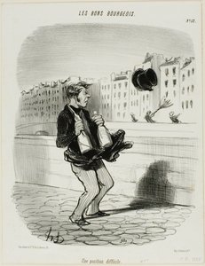 Uma situação incómoda, placa 52 de Les Bons Bourgeois de Honoré Victorin Daumier