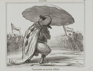 Um guarda-chuva numa posição difícil, chapa 119 de Actualités de Honoré Victorin Daumier