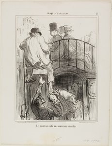 Um aspeto desagradável do novo tipo de Omnibus, placa 13 de Croquis Parisiens de Honoré Victorin Daumier