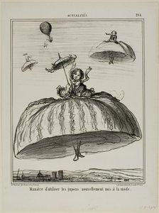 Outra forma de utilizar os novos saiotes que estão na moda ultimamente, placa 294 de Actualités de Honoré Victorin Daumier