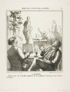 No bar. Ponto de encontro para os verdadeiros amantes da escultura francesa e da cerveja bávara, prato 5 de Croquis pris à l