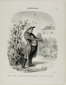 "Bandido de um percevejo... és tu que devoras todos os meus bens. Perecerás pela minha mão!", prato 32 de Pastorais de Honoré Victorin Daumier