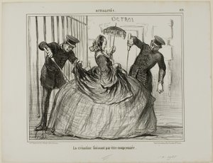 As crinolinas começam de repente a ser suspeitas, chapa 419 de Actualités de Honoré Victorin Daumier