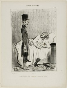 Visita matinal de um credor sobre as botas, chapa 4 de Émotions Parisiennes de Honoré Victorin Daumier