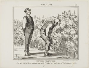 Emoções do campo. "- É preciso ver como cresce o vinho... nunca o vi antes...", chapa 436 de Actualités de Honoré Victorin Daumier