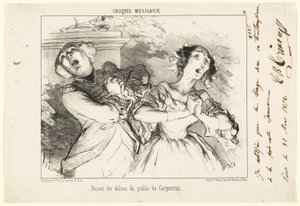 Oferecer ao público as delícias de Carpentras, prato 16 de Croquis Musicaux de Honoré Victorin Daumier