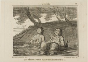 Tendo finalmente encontrado a solução para passar o verão de 1857 de forma agradável, a placa 429 de Actualités de Honoré Victorin Daumier