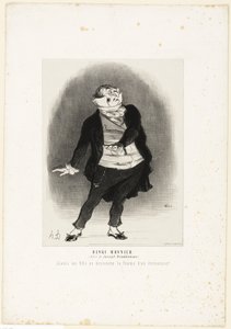 Henri Monnier. (no papel de Joseph Prudhomme) "- Nunca permitirei que a minha filha se torne esposa de um escrevinhador!", chapa 1 de Les Artistes Contemporains (Odéon) de Honoré Victorin Daumier