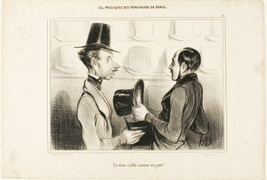 "Assenta-lhe que nem uma luva!", placa 34 de Types Parisiens de Honoré Victorin Daumier