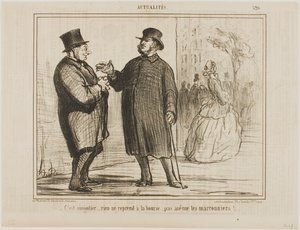 É estranho: nada está a melhorar na bolsa, nem mesmo os castanheiros!, placa 520 de Actualités de Honoré Victorin Daumier