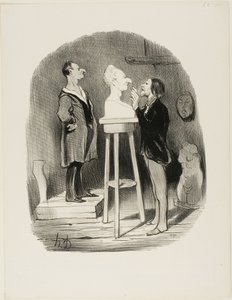 Monsieur Filochard, antigo comerciante, reformado, sente a necessidade de transmitir o seu busto em mármore à posteridade mais remota, placa 68 de Les Bons bourgeois de Honoré Victorin Daumier