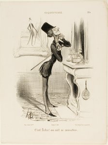"Oh, raios! Parece que não consigo dar um nó!" prato 4 de Coquetterie de Honoré Victorin Daumier