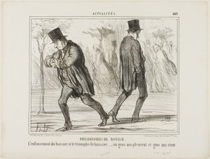 Fisionomia da Bolsa. O desespero do baissier e o triunfo do haussier - ou o choro e o riso, chapa 440 de Actualités de Honoré Victorin Daumier