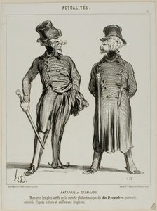 Ratapoil e Casmajou. Os membros mais activos da sociedade filantrópica de 10 de dezembro: os retratos são desenhados a partir da natureza e são de uma semelhança impressionante, placa 6 de Actualités de Honoré Victorin Daumier