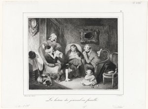 Ler o jornal no círculo familiar de Honoré Victorin Daumier