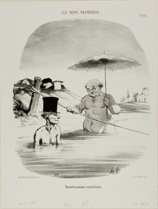 Relaxamento durante os dias de cão, prato 33 de Les Bons Bourgeois de Honoré Victorin Daumier