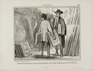 Alguns artistas aproveitam a autorização deste ano para expor mais de três quadros, placa 400 do Actualités de Honoré Victorin Daumier
