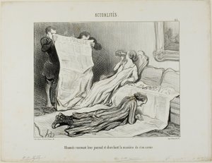 Assinantes que tentam fazer face ao seu jornal, chapa 115 de Actualités de Honoré Victorin Daumier