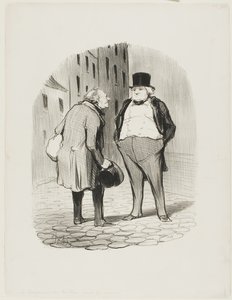 O burguês e o seu alfaiate, prato 5 de Les Bons Bourgeois de Honoré Victorin Daumier