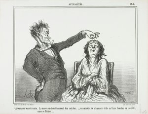 O hipnotizador de diamantes. Um novo passatempo para as festas nocturnas - ou como se divertir e fazer com que alguém semicerre os olhos, sem se meter em sarilhos, placa 134 de Actualités de Honoré Victorin Daumier