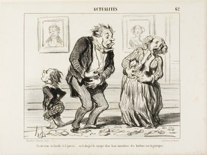 O interior de uma família no dia 2 de janeiro - ou o perigo de consumir imoderadamente doces não higiénicos, chapa 62 de Actualités de Honoré Victorin Daumier